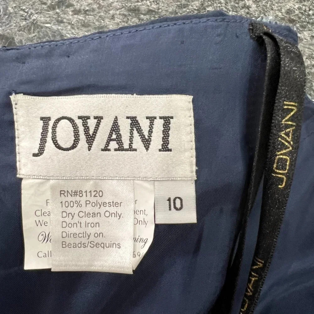 Jovani Navy Blue Sequined Strapless Tiered Formal Gown $395 - Picture 10 of 11